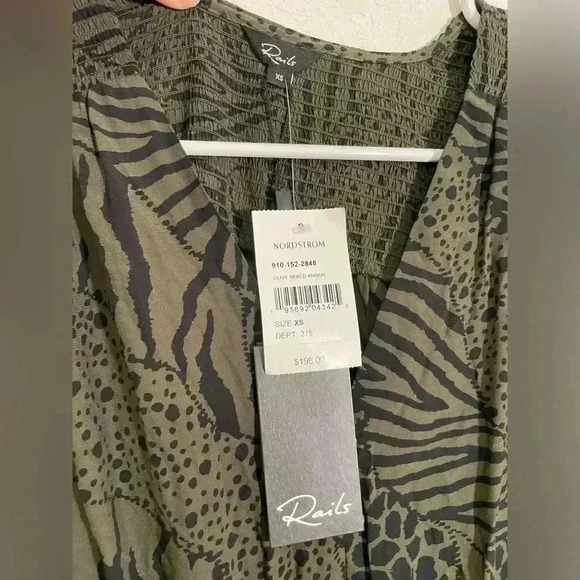 Rails Zana Mini Dress Olive Green Mixed Animal Print Womens Size Xsmall - Picture 3 of 7